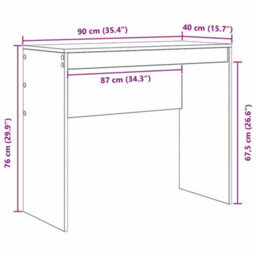 Berkfield Writing Desk Black Oak Engineered Wood 90 X 40 X 76 Cm - thumbnail 8