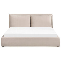 Beliani Ottoman Bed Velvet Bajonna 180 X 200 Cm (Eu Super King) Beige - thumbnail 6