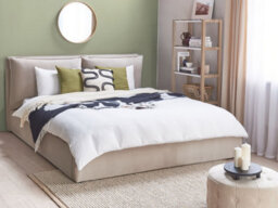 Beliani Ottoman Bed Velvet Bajonna 180 X 200 Cm (Eu Super King) Beige - thumbnail 2