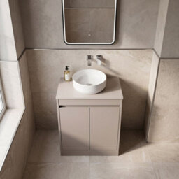 Balterley Chartley Contemporary Floor Standing 2 Door Vanity Unit With Laminate Worktop, 600mm, Taupe - thumbnail 3