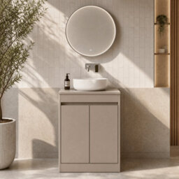 Balterley Chartley Contemporary Floor Standing 2 Door Vanity Unit With Laminate Worktop, 600mm, Taupe - thumbnail 4