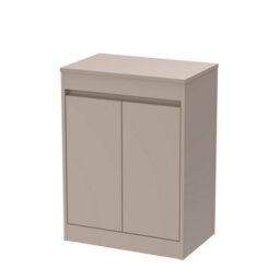 Balterley Chartley Contemporary Floor Standing 2 Door Vanity Unit With Laminate Worktop, 600mm, Taupe - thumbnail 1