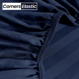 Ameha Stripe Fitted Sheet 40 Cm Deep Pocket- Hypoallergenic Easy Care Navy Bed Sheets Uk King Bedsheet(152X200Cm) - thumbnail 7