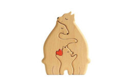 Diy Wooden Puzzle Mother Child Bear Set Embracing Bear Family Set Decoration  3Pcs - thumbnail 2