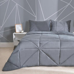 OHS Coverless Duvet Geo Quilted 7.5 Tog Bedding, Grey - Double - thumbnail 4