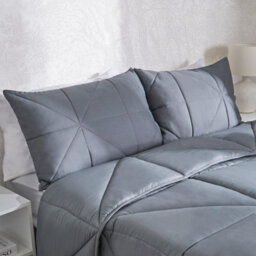 OHS Coverless Duvet Geo Quilted 7.5 Tog Bedding, Grey - Double - thumbnail 1
