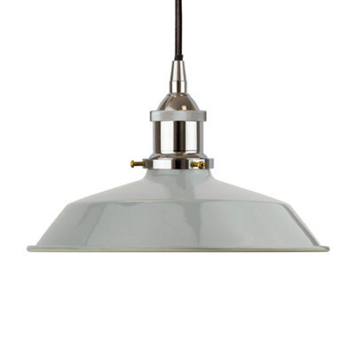 French Grey Small Trinity Metal Painted Dome Pendant Light With Nickle Lamp Holder And Black Round Cable - Se Home - image 1