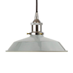 French Grey Small Trinity Metal Painted Dome Pendant Light With Nickle Lamp Holder And Black Round Cable - Se Home - thumbnail 1