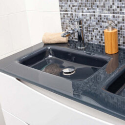 Plum&clay Eden Gloss White Wall Hung Vanity Unit With Grey Glass Basin (W)1200mm - thumbnail 4