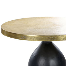 Beliani Geometric Round Side Table 36Cm Black Base Gold Top 52Cm High - thumbnail 3