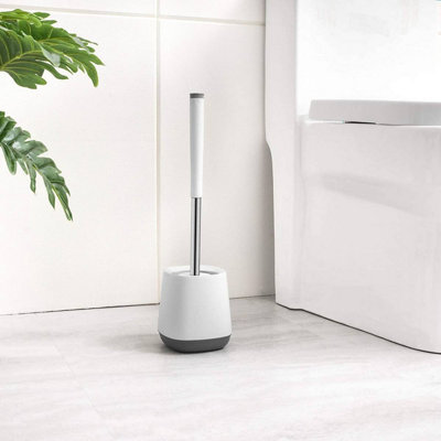 Nicoman Squircle White Toilet Brush & Holder With Silicone Head - image 1