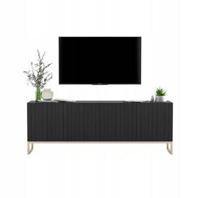 Heze Furniture Elpis Glamour Tv Cabinet Media Unit With Storage - Black / Golden Frame - image 1
