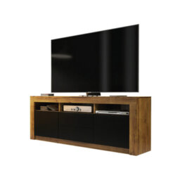 Modern Tv Unit 160Cm Oak With Matt Black Doors - Creative Furniture - thumbnail 2