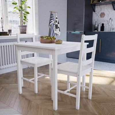 Lassic Vida Designs Yorkshire White Solid Pine 2 Seater Dining Set With 2 Chairs - image 1