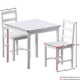 Lassic Vida Designs Yorkshire White Solid Pine 2 Seater Dining Set With 2 Chairs - thumbnail 2