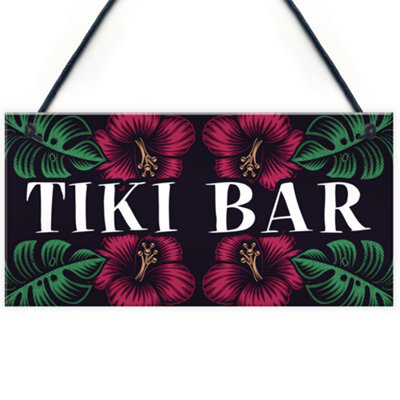 Red Ocean Tiki Bar Hanging Welcome Home Bar Signs Novelty Garden Cocktail Bar Decor Gifts