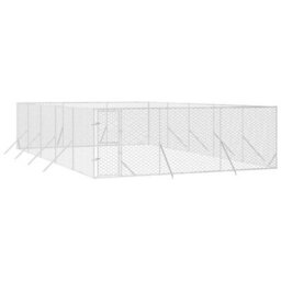 Walplus Outdoor Dog Kennel Silver 6X10X2 M Galvanised Steel - thumbnail 3