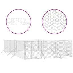 Walplus Outdoor Dog Kennel Silver 6X10X2 M Galvanised Steel - thumbnail 2