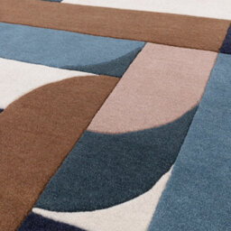 Blue Teal Handmade Abstract Geometric Wool 12-14mm Thick Stain-Resistant Rug For Bedroom, & Dining Room-120Cm X 170Cm - thumbnail 4