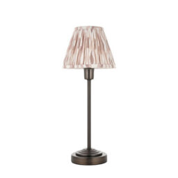 Luminosa Lighting Luminosa Rise Antique Bronze Plate Table Lamp With Neutral Print Fabric Ikat Shade 16Cm E14 - thumbnail 7