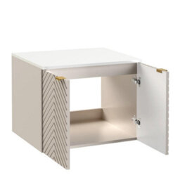 Impact Furniture Vanity Unit With Sink 600mm White Countertop Beige Fluted Bathroom Wall Cabinet Cara - thumbnail 7