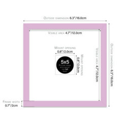 "5X5"" Lilac Picture Frame - 5X5"" Square Frame With 1X1"" Mount For 5X5""/1X1"" Pictures Art Deco Style Wall Art, 1 Pack" - thumbnail 2