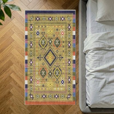 Decoranddecor Rug, Washable Rugs, Bedroom Kitchen Rugs, 80X150Cm, Non-Slip, Pet Friendly, Low Pile, Geometric Rug - Lyra - image 1