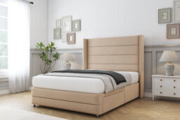 "Sloomy Sterling Pebble Plush Divan Bed No Drawers - 54"" Wingback Headboard & 12"" Footboard 2'6 Small Single" - thumbnail 3