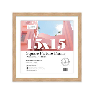 "15X15"" Oak Picture Frame - 15X15"" Square Frame With 14X14"" Mount For 15X15""/14X14"" Pictures Art Deco Style Gallery Wall, 1 Pack" - image 1