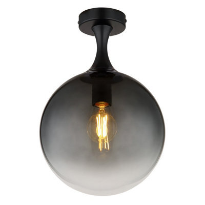 Luminosa Lighting Luminosa Dalton Globe Ceiling Light Matt Black Ball Smoke Glass Shade 1X E27 - image 1