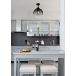 Luminosa Lighting Luminosa Dalton Globe Ceiling Light Matt Black Ball Smoke Glass Shade 1X E27 - thumbnail 4