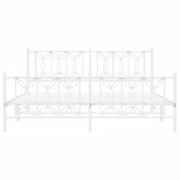Berkfield Metal Bed Frame Without Mattress With Footboard White 180X200Cm - thumbnail 4