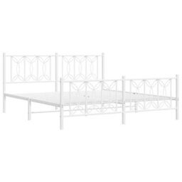 Berkfield Metal Bed Frame Without Mattress With Footboard White 180X200Cm - thumbnail 3