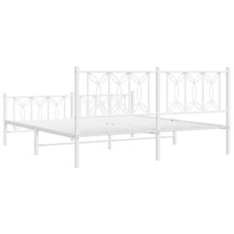 Berkfield Metal Bed Frame Without Mattress With Footboard White 180X200Cm - thumbnail 6