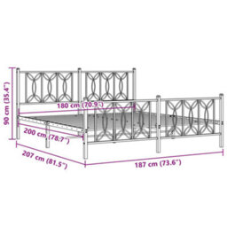 Berkfield Metal Bed Frame Without Mattress With Footboard White 180X200Cm - thumbnail 8