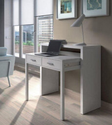Amos Mann Furniture Vienna Artic White Extending Computer Desk Console Dressing Table - thumbnail 1