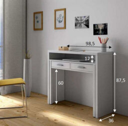 Amos Mann Furniture Vienna Artic White Extending Computer Desk Console Dressing Table - thumbnail 3