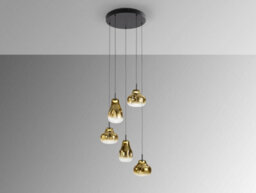 Luminosa Lighting Luminosa Aledis Cluster Pendant Ceiling 5 Light Black, Gold Led 3000K - Uk Stock - thumbnail 4