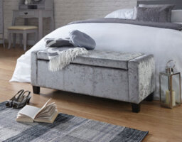 Gfw Verona Crushed Velvet Storage Ottoman Bench Grey