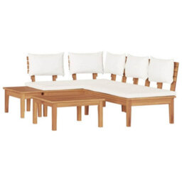Walplus Garden Bench Set With Cushion 4 Pcs Brown And Cream - thumbnail 2