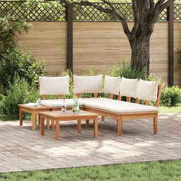 Walplus Garden Bench Set With Cushion 4 Pcs Brown And Cream - thumbnail 1