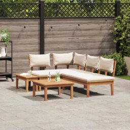 Walplus Garden Bench Set With Cushion 4 Pcs Brown And Cream - thumbnail 4