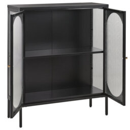 Beliani Glass Display Sideboard Sarre Metal 90 Cm Black - thumbnail 6