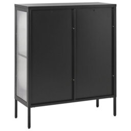 Beliani Glass Display Sideboard Sarre Metal 90 Cm Black - thumbnail 7
