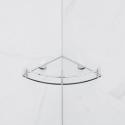 Living And Home 2 Pcs Silver Glass Bathroom Corner Shelf  Wall Mounted 6mm Tempered Glass - thumbnail 3