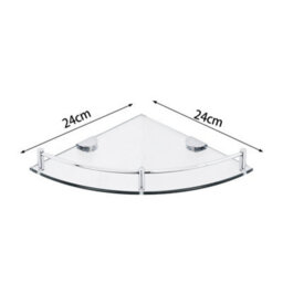 Living And Home 2 Pcs Silver Glass Bathroom Corner Shelf  Wall Mounted 6mm Tempered Glass - thumbnail 6