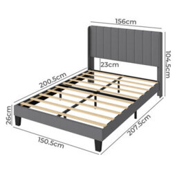 Levede King Bed Frame Metal And Wood Plush Upholstered Mattress Base - thumbnail 9