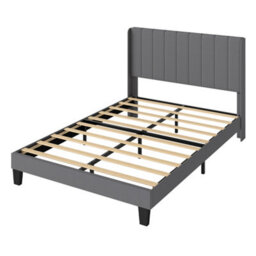 Levede King Bed Frame Metal And Wood Plush Upholstered Mattress Base - thumbnail 2