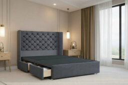 "Nexus Windsor Plush Divan, Steel, 54"" Winged Hb, 2 Drawers Foot-End, Open Coil Mattress, Double" - thumbnail 4