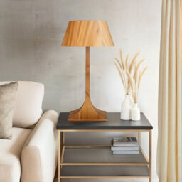 Luminosa Lighting Elstead Nostalgia Table Lamp With Round Tapered Shade Teak - thumbnail 2